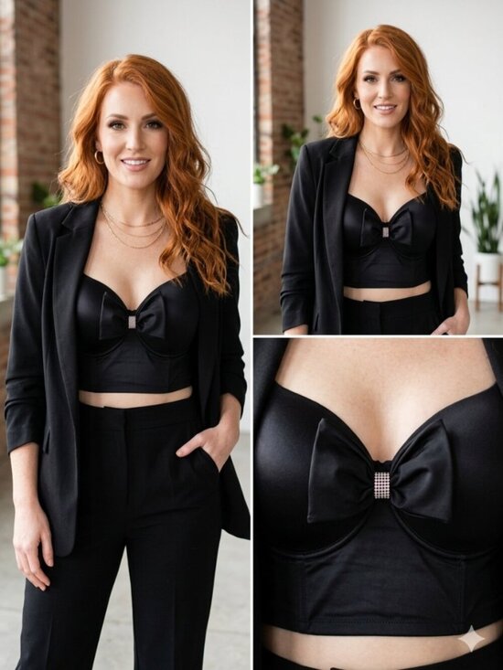 Torrid Curve Other - Torrid Curve NWT Satin Statement Bow-Front Bustier Top / Bra RARE 42DD